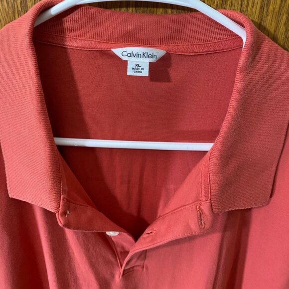 Calvin Klein Mens Polo Shirt Size XL Coral Short Sleeve Classic Casual Travel - Picture 4 of 5